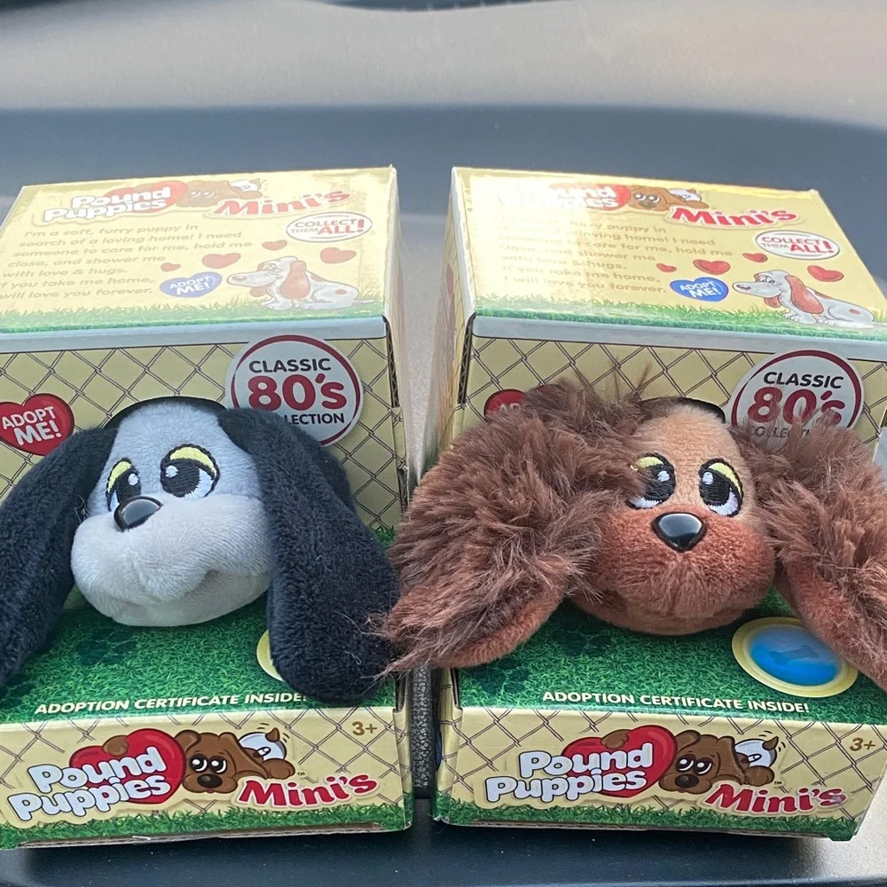 Pound Puppy’s Minis Plush toy Set - Black and Brown dog cute retro toys - Picture 1 of 6